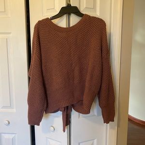 Express mauve tie back sweater